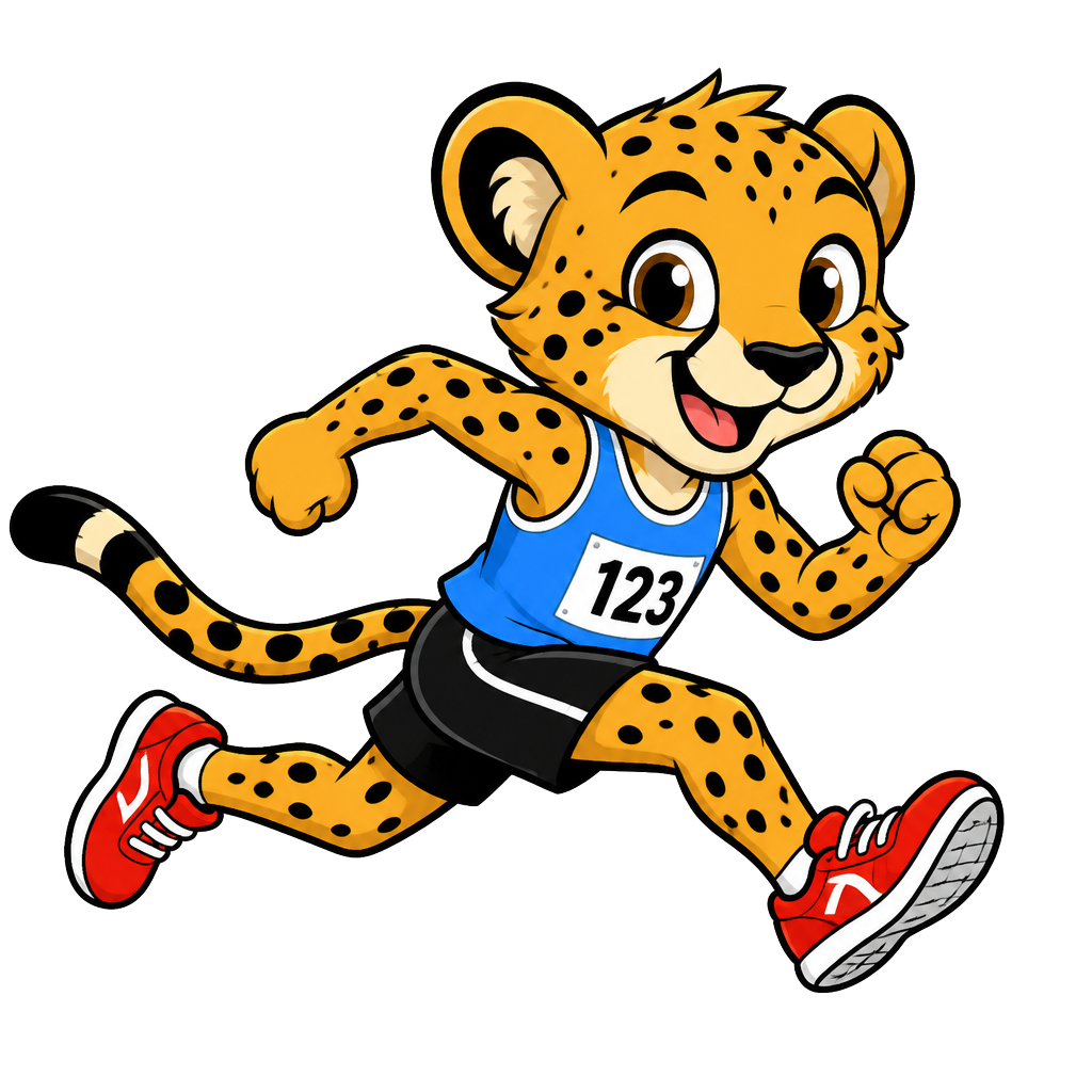 Pace the Cheetah sprinting in running kit
